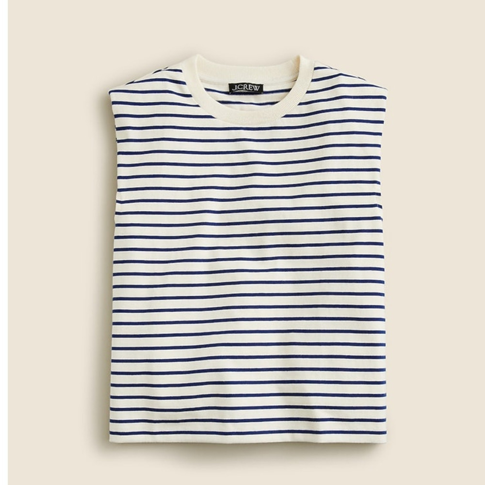 J Crew Structured Mariner Cotton Striped Muscle Tshirts US Women's S New